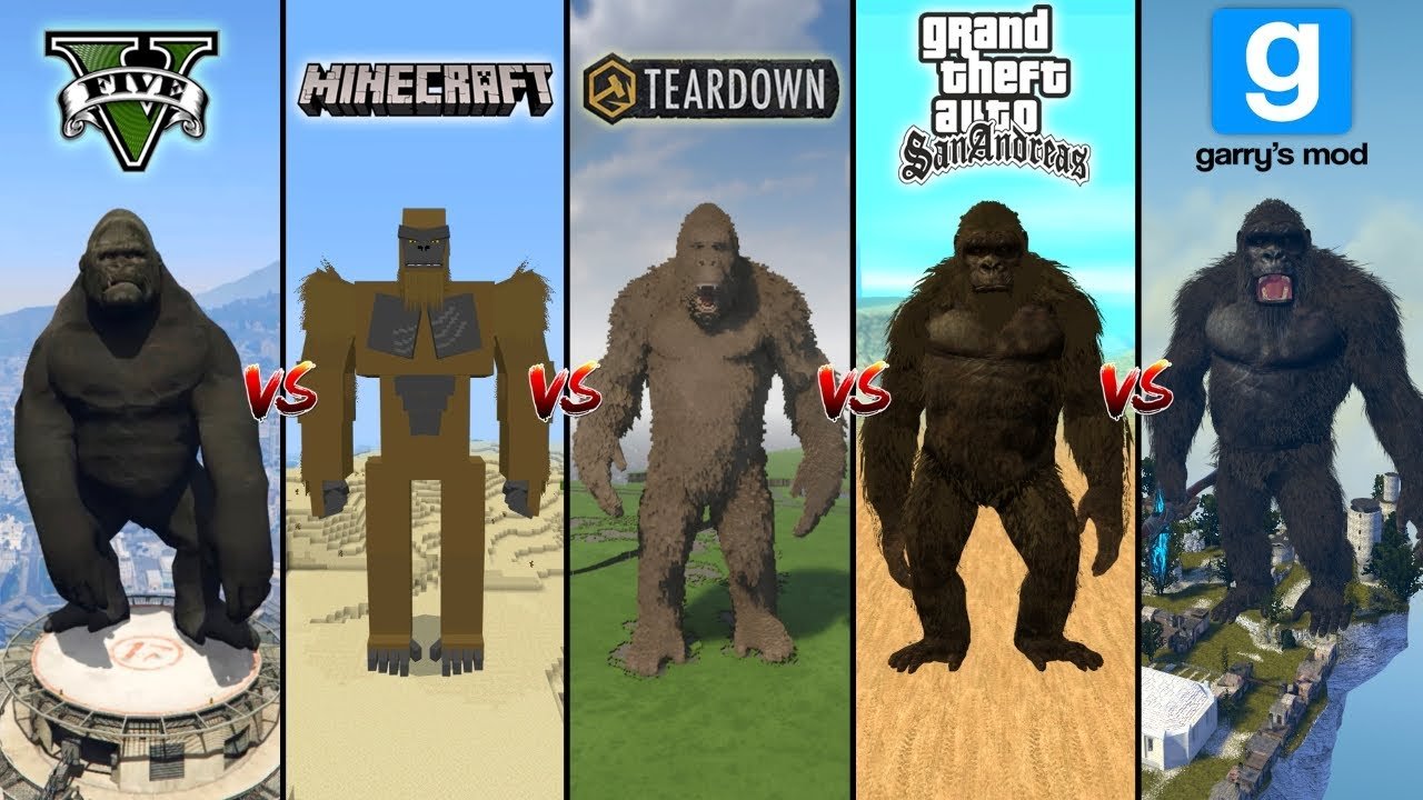 GTA 5 KING KONG VS MINECRAFT VS TEARDOWN VS GTA SA VS GARRYS MOD – WHO IS BEST?